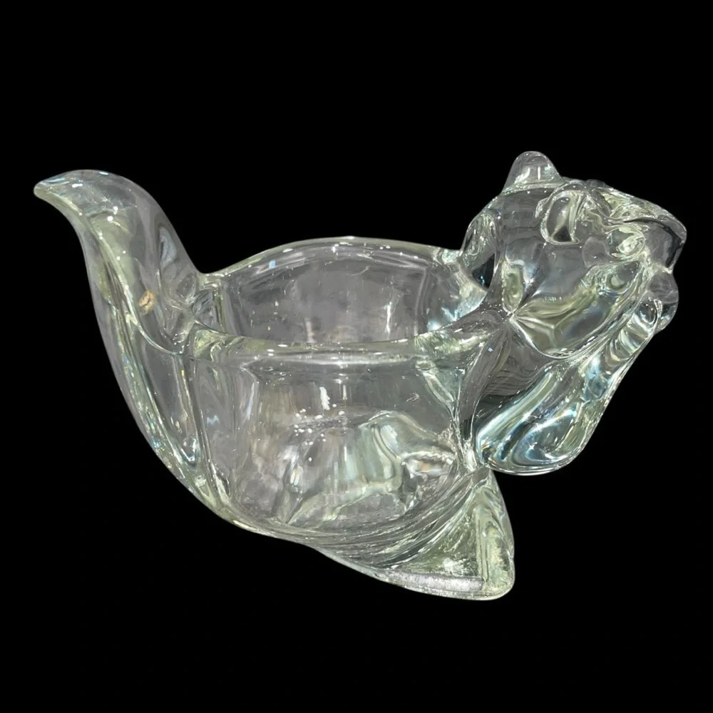 Vintage Avon Glass Crystal Squirrel Votive or Candy Holder 1978 5”x3”